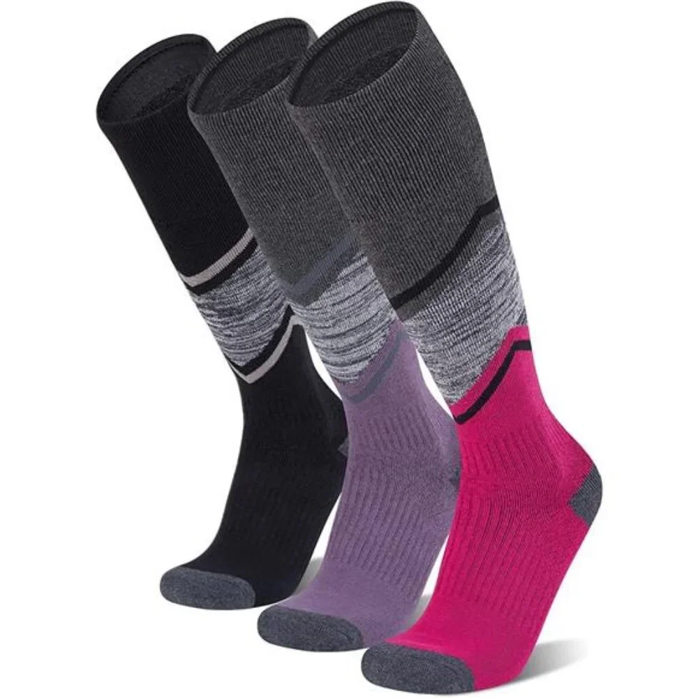 3 Pack Unisex Ski Socks Snowboarding Full Cushioned Winter Wool Socks
